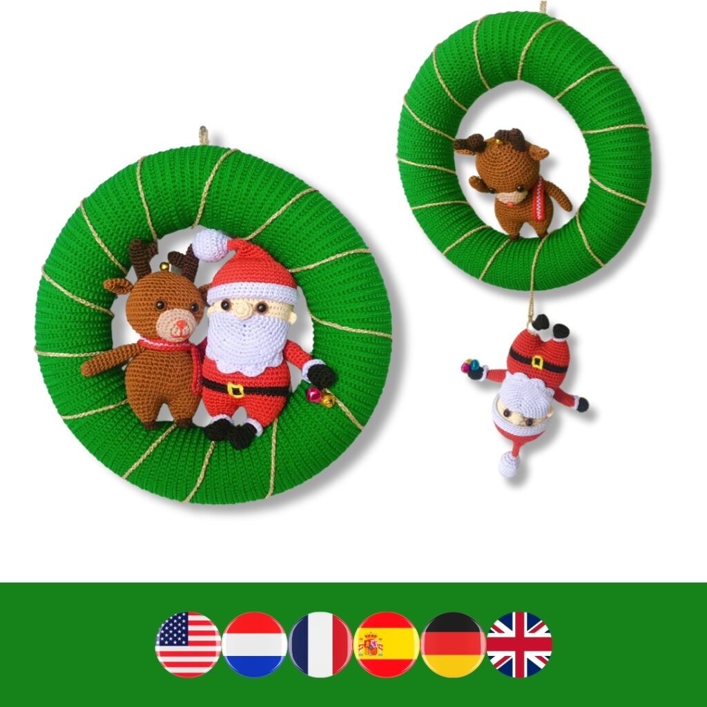 Crafty Christmas wreath crochet Christmas wreath with crochet Santa Claus and reindeer