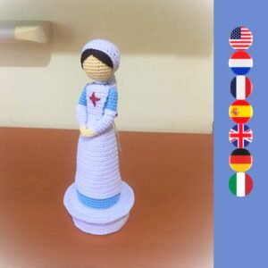 crocheted nurse doll