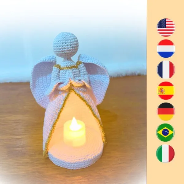 Crochet angel with LED light, crochet memorial angel, crochet Christmas angel