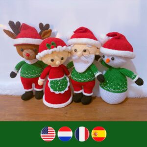 crochet Santa, Mrs Claus, reindeer, snowman