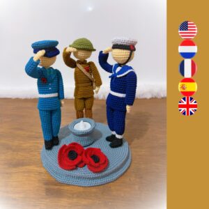 crochet soldiers with poppy and LED candle