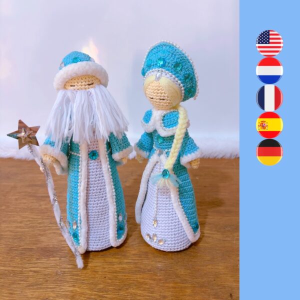 crochet grandfather Frost and crochet Snow maiden