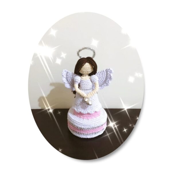 crochet pink and white angel