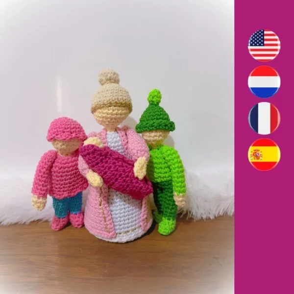 crochet grandma with crochet grandkids and grandbaby