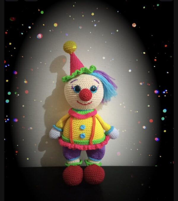 Charlotte the clown girl clown crochet doll