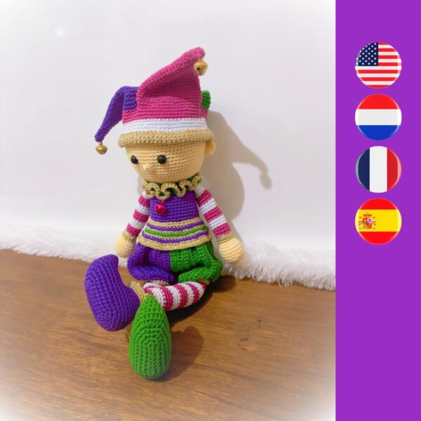 crochet carnival jester doll