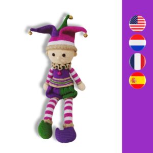 crochet carnival jester doll