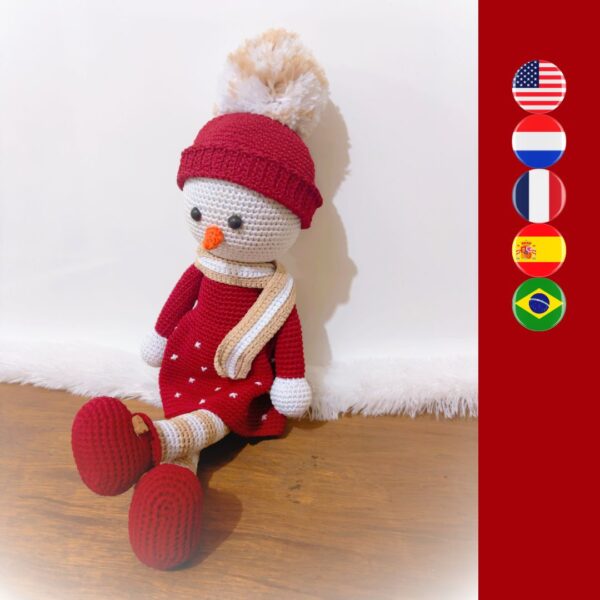 crochet girl snowman doll