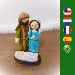 crochet mini nativity set, crochet holy family