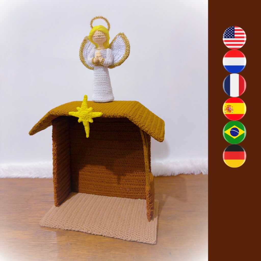 Nativity Stable with angel crochet nativity stable with angel and star