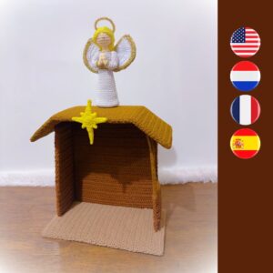 crochet nativity stable with angel and star