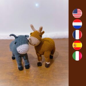 crochet ox and donkey