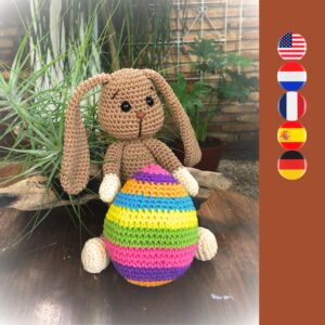 crochet Easter bunny with crochet Easter egg