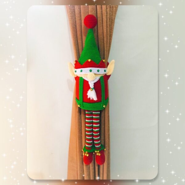 Christmas elf gnome curtain holder