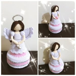 3in1 gehaakte popje voor een bruidjesmeisje, engel en Eerst Communie meisje