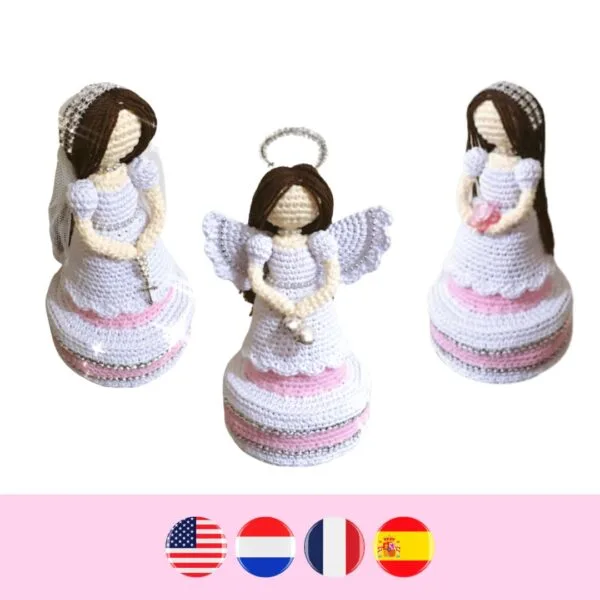 crochet flower girl, angel, First Communion girl