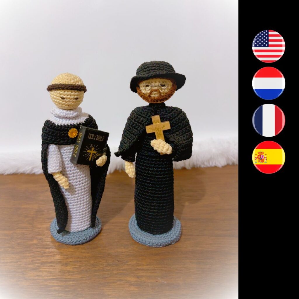 St Damien & St Thomas of Aquinas crochet St Damien and St Thomas of Aquinas