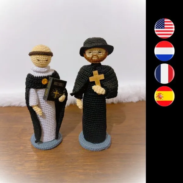 crochet St Damien and St Thomas of Aquinas