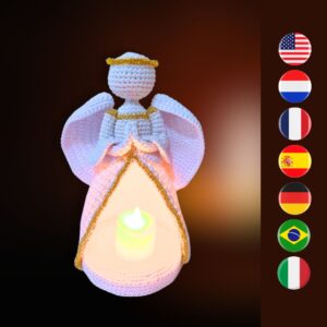 Crochet angel with LED light, crochet memorial angel, crochet Christmas angel