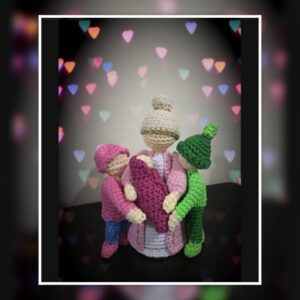 crochet grandmother and her grandkids