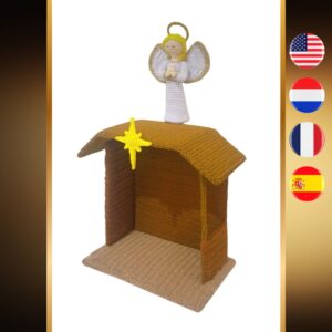 crochet nativity stable with angel and star