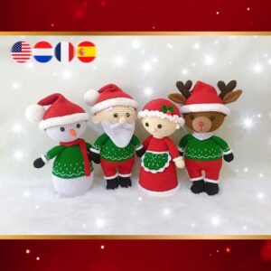 crochet Santa, snowman, reindeer and Mrs Claus