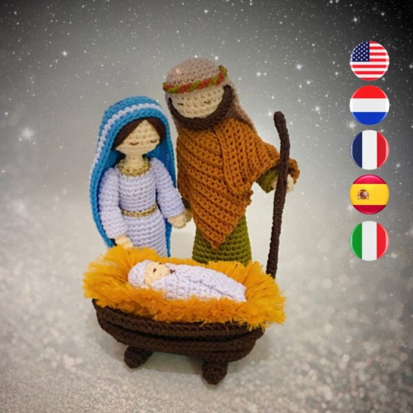 crochet Holy Family nativity set