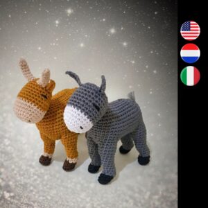 crochet ox and donkey