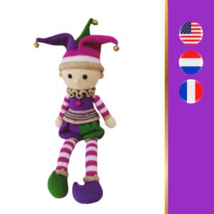 crochet carnival jester doll