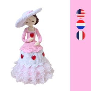 crochet lady duchess with hat and lace