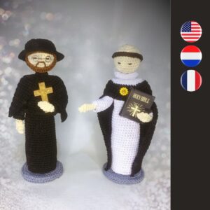 crochet St Damien and St Thomas of Aquinas