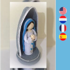 crochet Virgin Mary in grotto