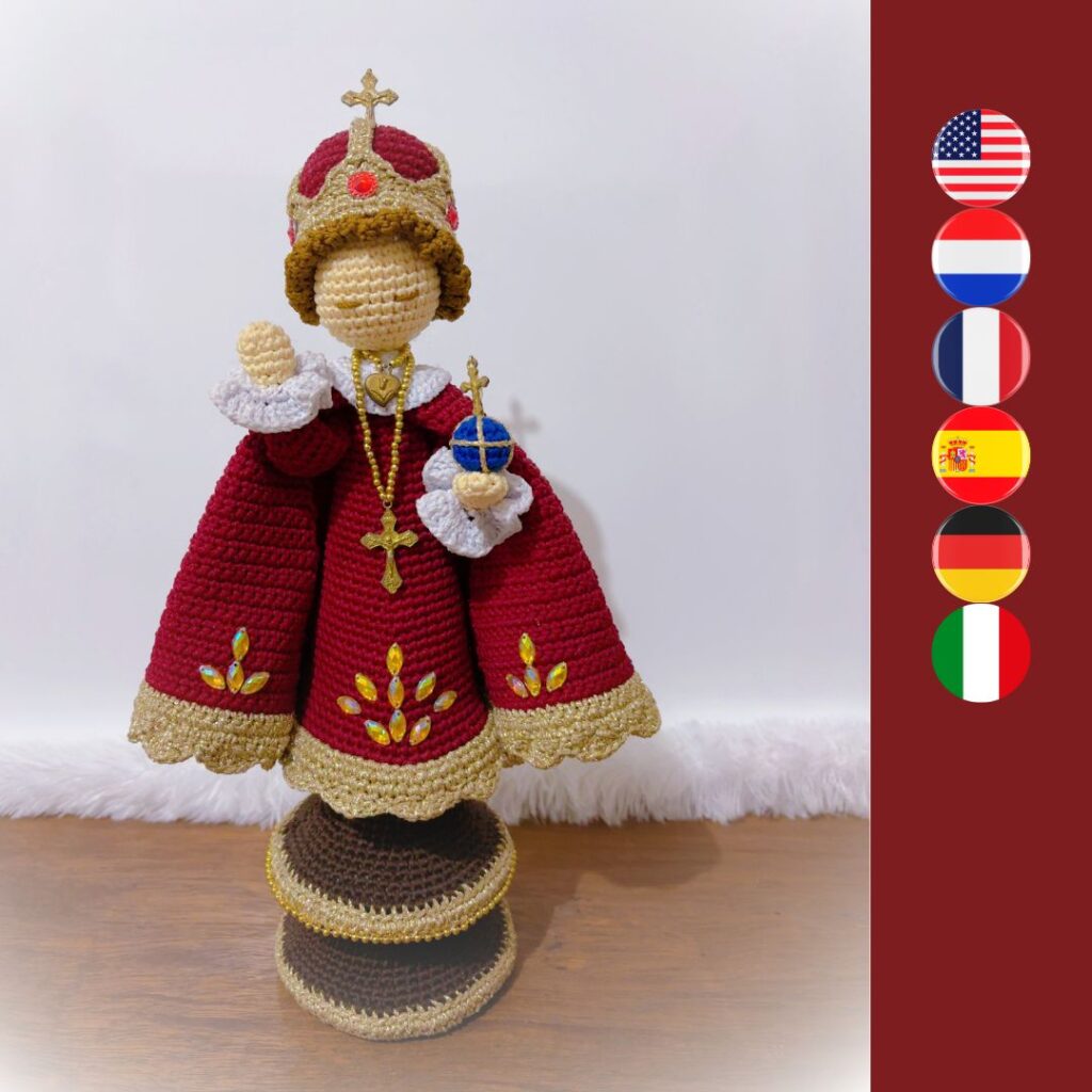 het kindje Jezus gehaakt beeldje van het Kindje Jezus van Praag