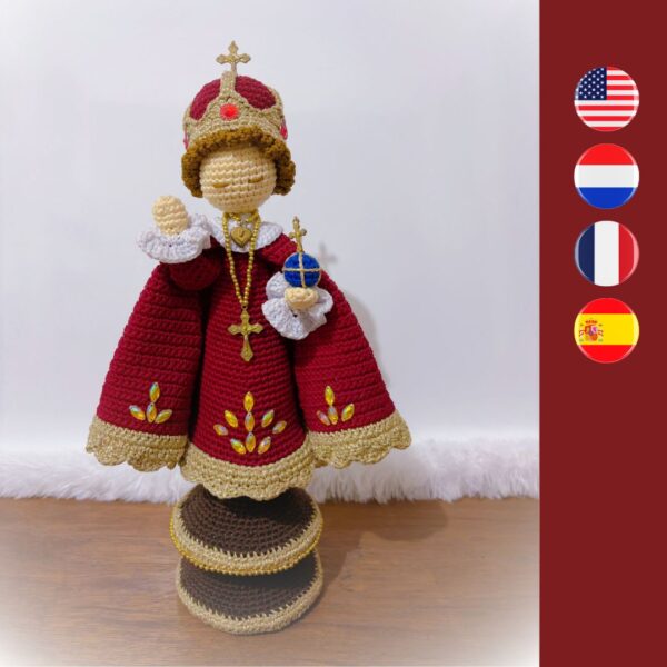 crochet Infant Jesus of Prague statue