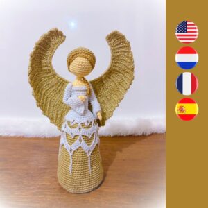 crochet Christmas angel in gold