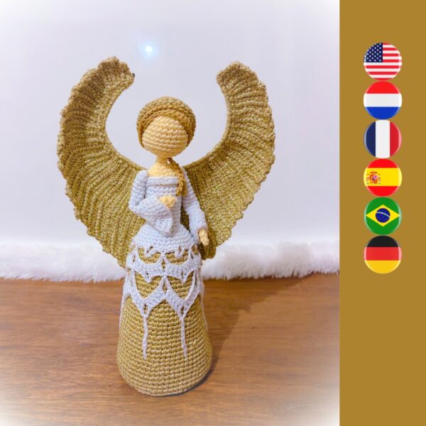 crochet Christmas angel in gold