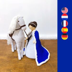 crochet lady with crochet horse