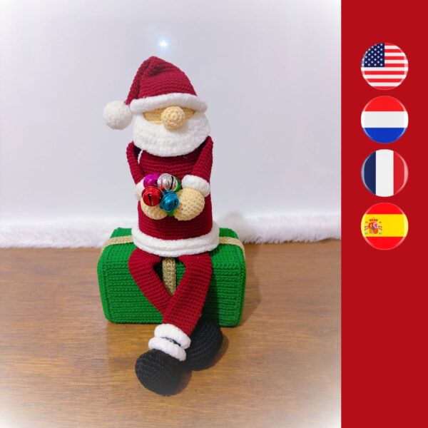 crochet Santa on crochet gift box