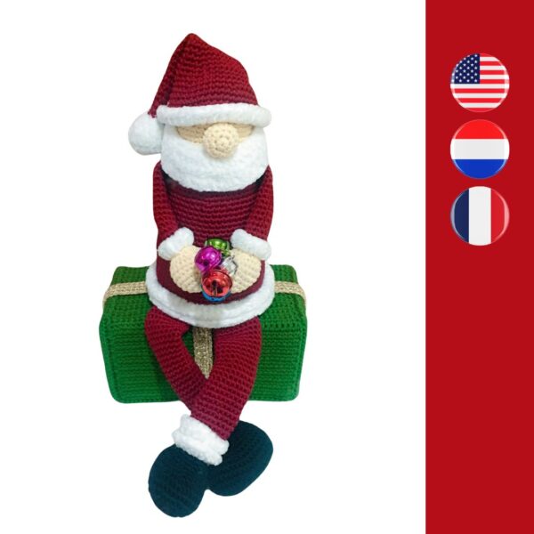 crochet Santa on crochet gift box