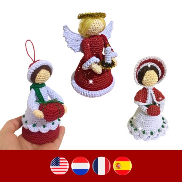 crochet Christmas lady, crochet Christmas angel, crochet Victorian Christmas lady