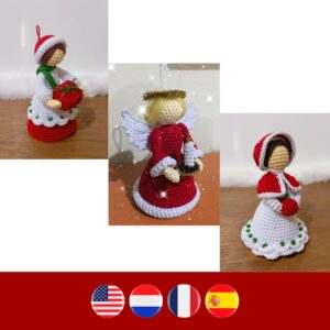 crochet Christmas lady, crochet Christmas angel, crochet Victorian Christmas lady