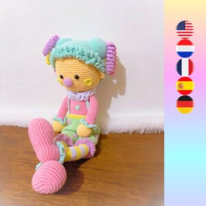 crochet pastel colored clown doll
