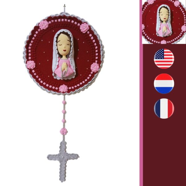 crochet Virgin Mary wall rosary