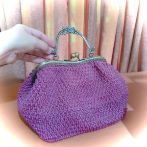 crochet handbag with metal clasp