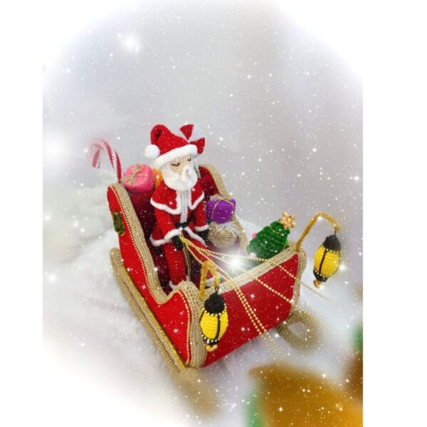 crochet Christmas sleigh with Santa