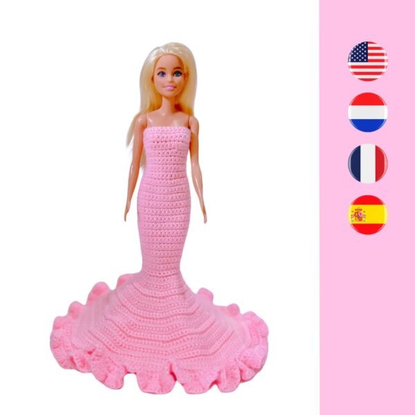 crochet strapless Barbie dress