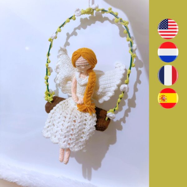 crochet memorial angel on swing