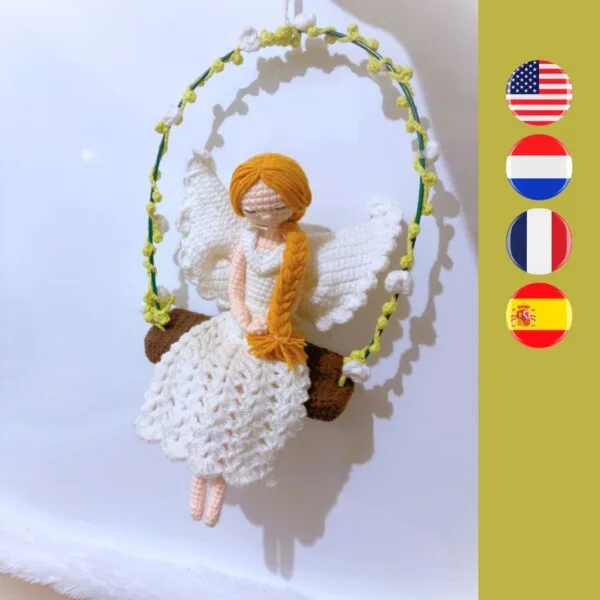 crochet memorial angel on swing