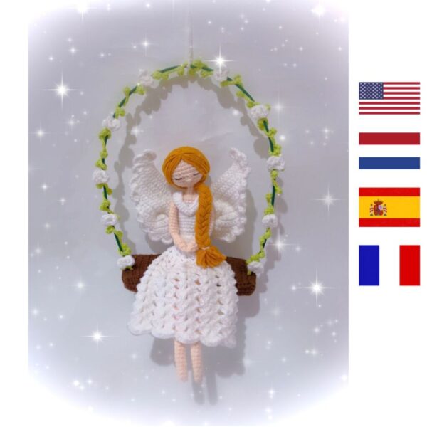 crochet memorial angel on swing