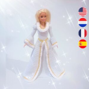 Barbie doll wearing white crochet dress
